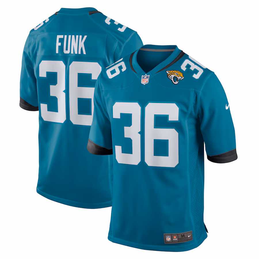 Men's Jacksonville Jaguars Jake Funk Nike Teal Team Game Jersey - Puhuasuan