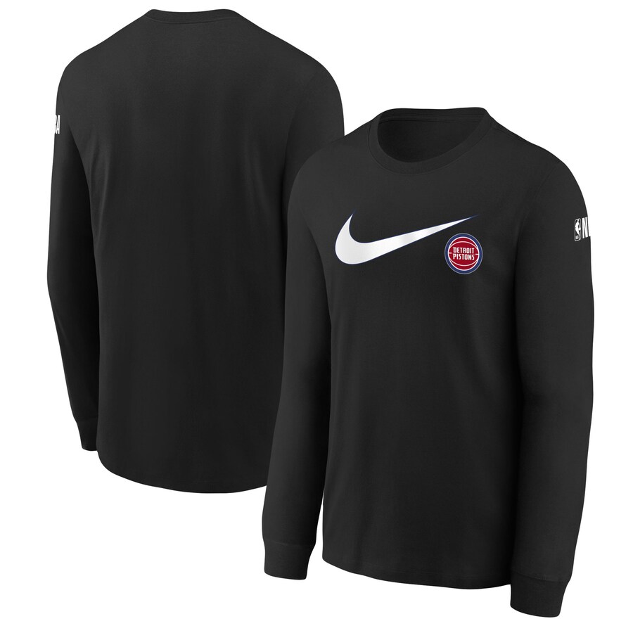 Youth Detroit Pistons Nike Black Swoosh Long Sleeve T-Shirt - Puhuasuan