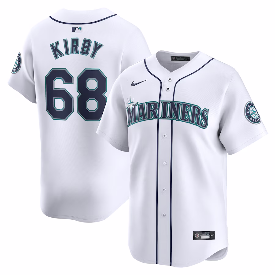 Men's Seattle Mariners George Kirby Nike White Home Limited Player Jersey - Puhuasuan