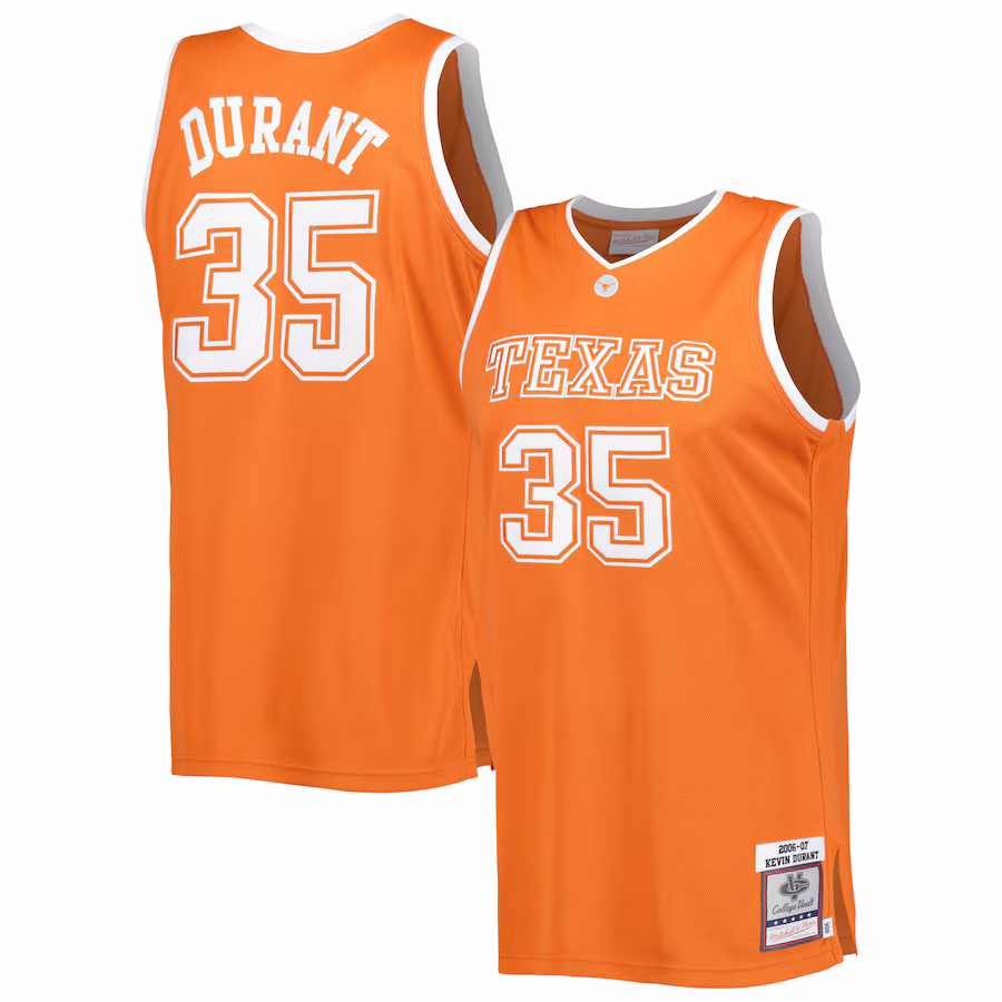 Men's Mitchell & Ness Kevin Durant Burnt Orange Texas Longhorns 2006/07 Throwback Jersey - Puhuasuan