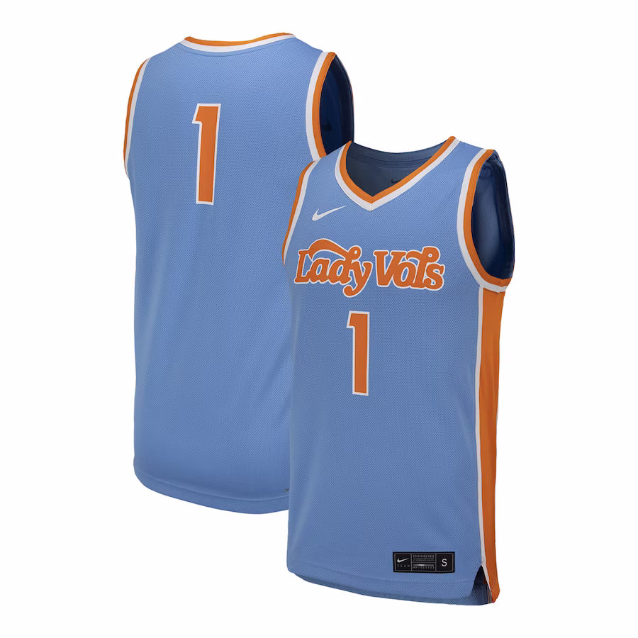 #1 Tennessee Volunteers Nike Unisex Team Replica Basketball Jersey - Light Blue - Puhuasuan