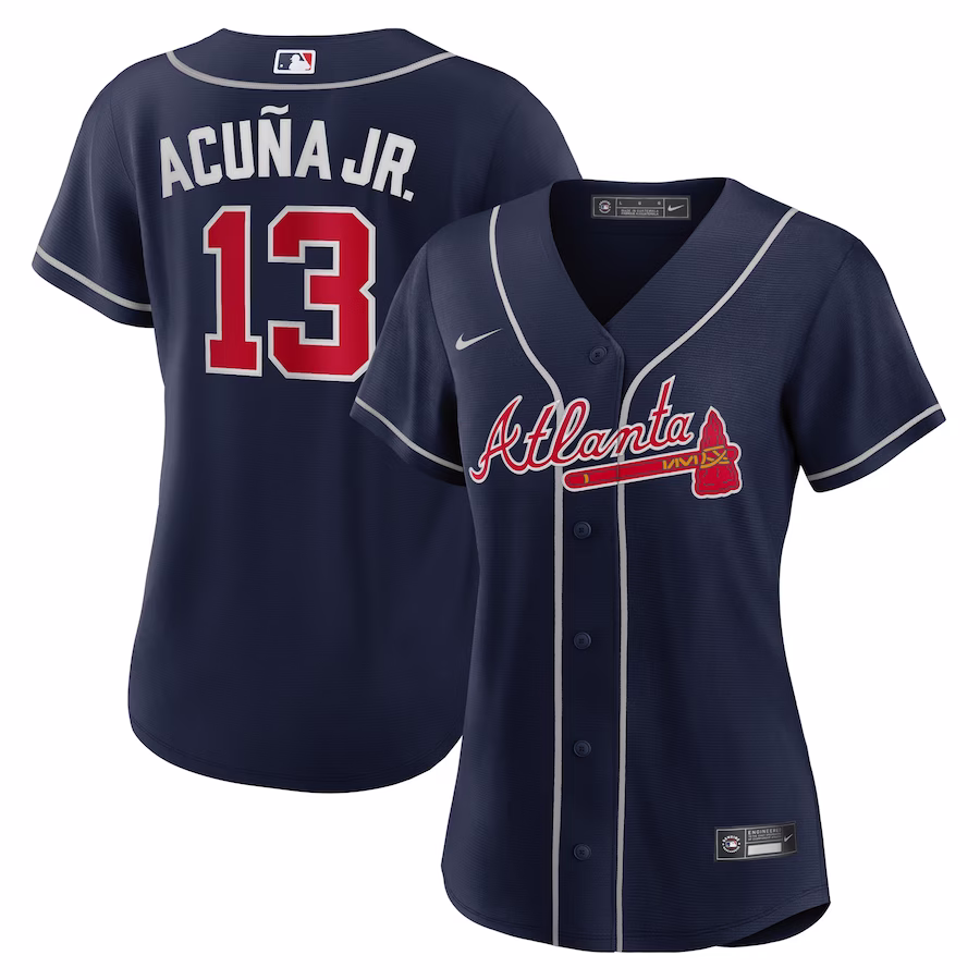 Women's Atlanta Braves Ronald Acuna Jr. Nike Navy Alternate Replica Player Jersey - Puhuasuan
