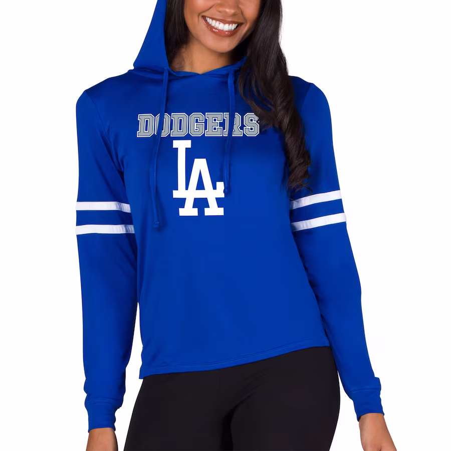 Women's Los Angeles Dodgers Concepts Sport Royal Marathon Lightweight Lounge Pullover Hoodie - Puhuasuan