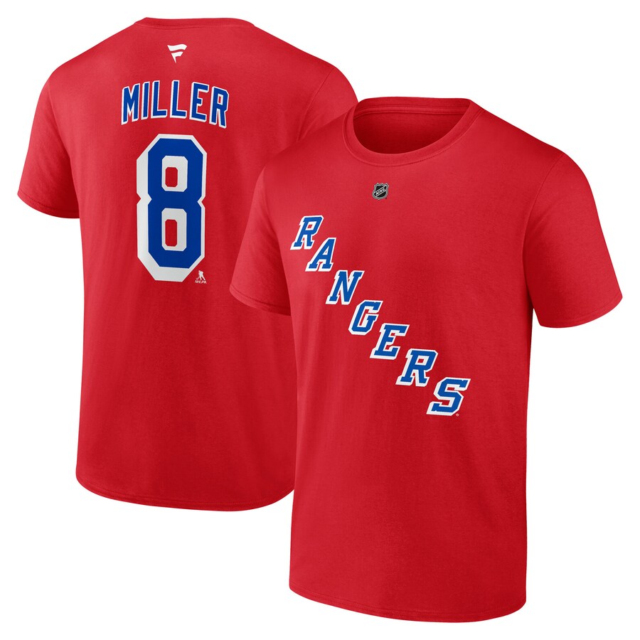Men's New York Rangers J.T. Miller Fanatics Red Authentic Stack Name & Number T-Shirt - Puhuasuan