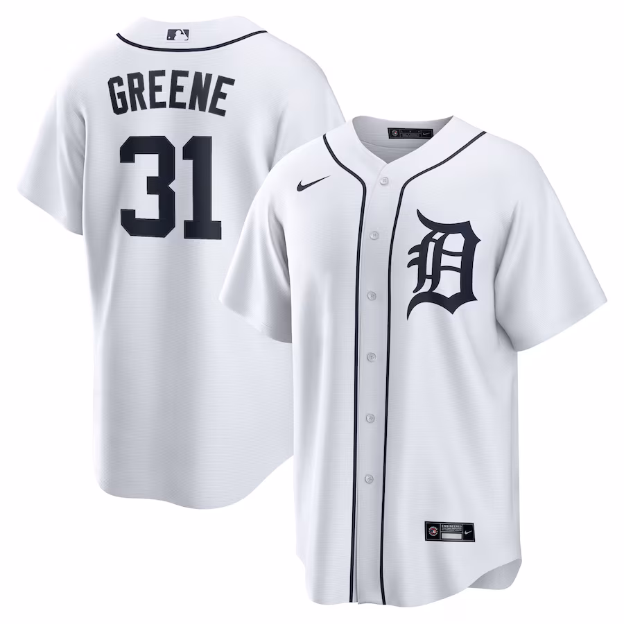 Men's Detroit Tigers Riley Greene Nike White Replica Player Jersey - Puhuasuan