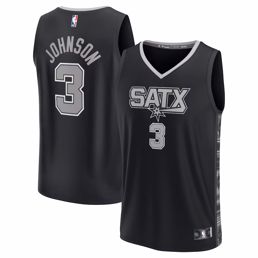 Men's San Antonio Spurs Keldon Johnson Fanatics Black Fast Break Replica Player Jersey - Statement Edition - Puhuasuan