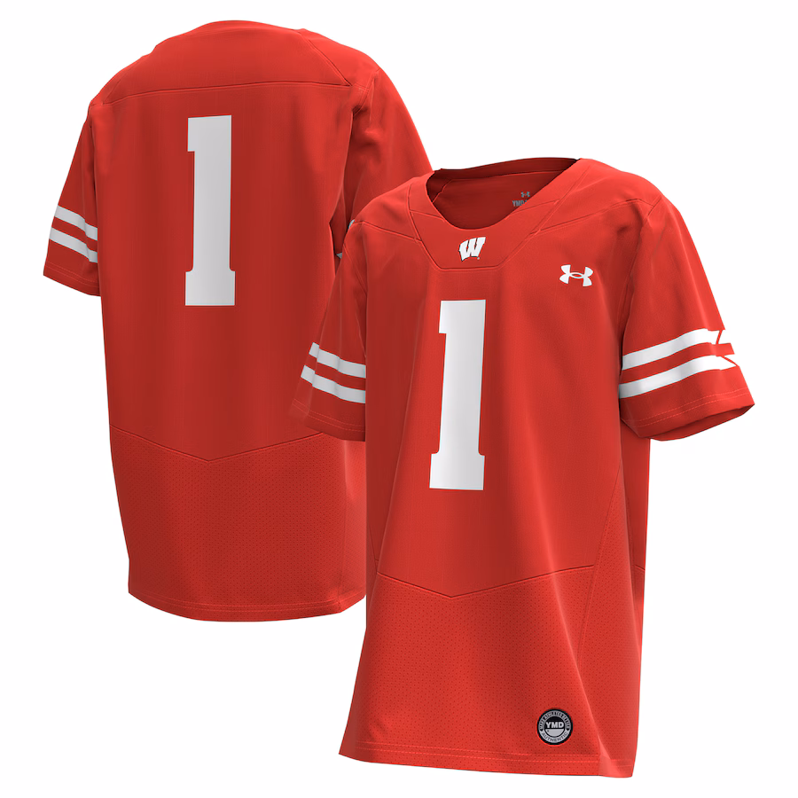 Youth Under Armour #1 Red Wisconsin Badgers Replica Football Jersey - Puhuasuan