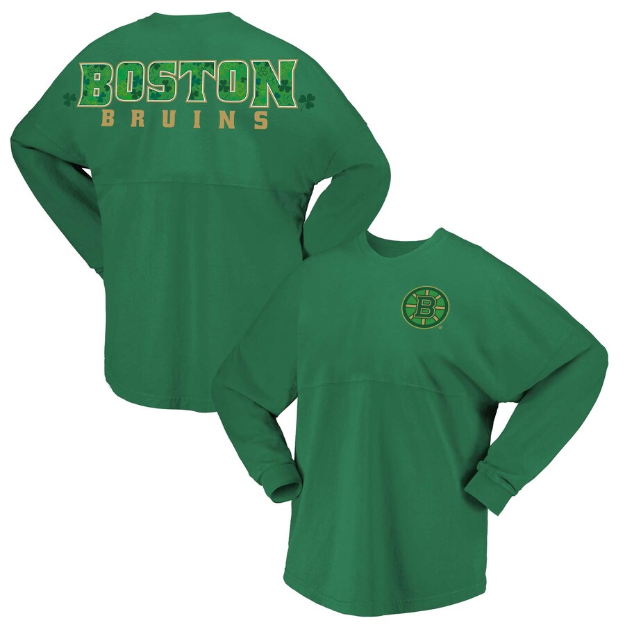 Women's Boston Bruins Fanatics Kelly Green St. Patrick's Day Spirit Jersey T-Shirt - Puhuasuan