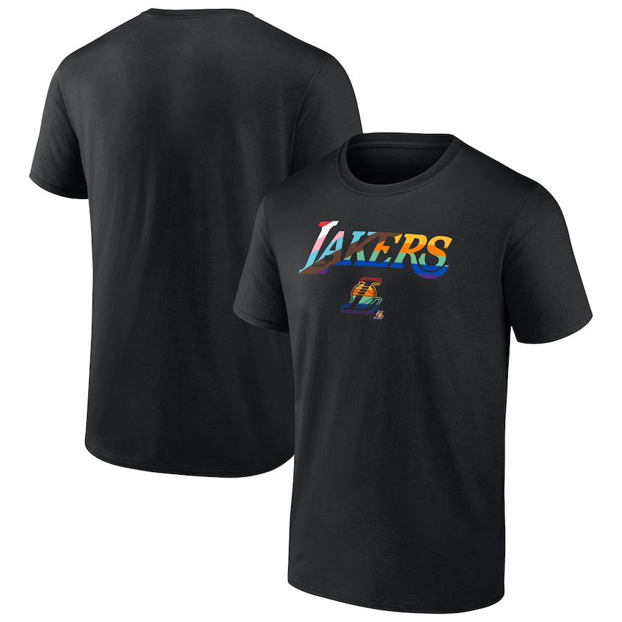 Men's Los Angeles Lakers Black Logo Pride T-Shirt - Puhuasuan