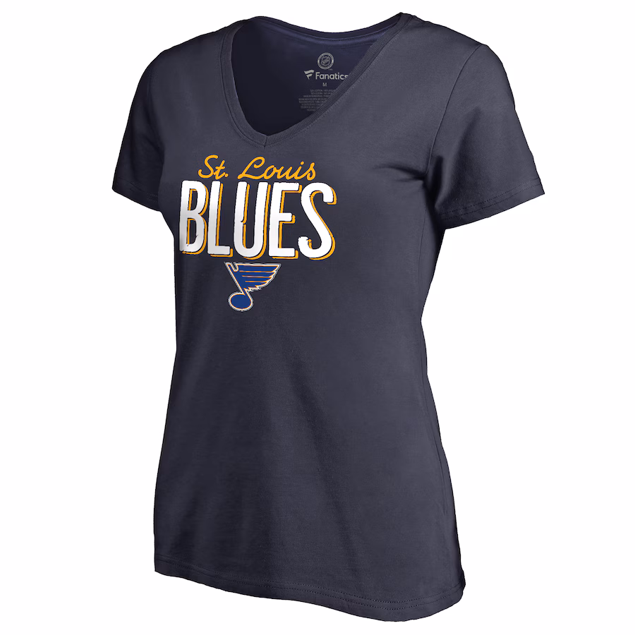 Women's St. Louis Blues Navy Nostalgia V-Neck T-Shirt - Puhuasuan