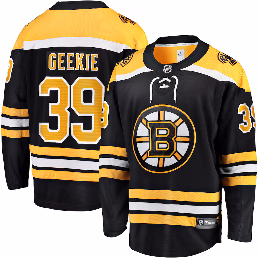 Men's Boston Bruins Morgan Geekie Fanatics Black Home Breakaway Jersey - Puhuasuan
