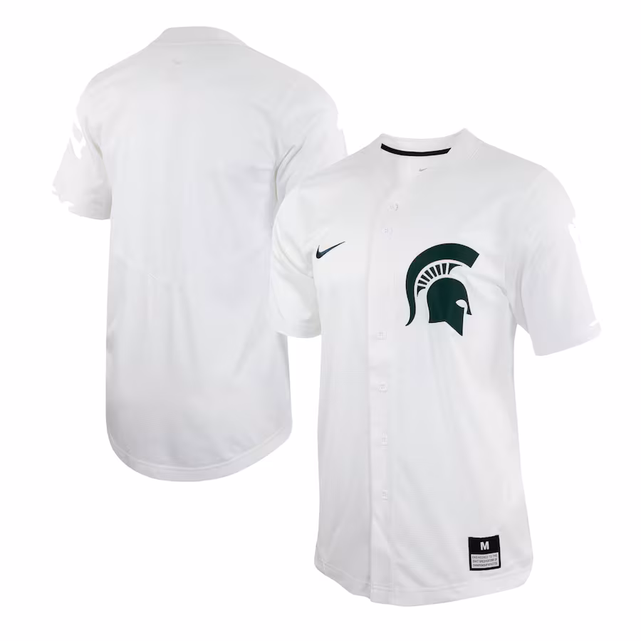 Men's Nike White Michigan State Spartans Replica Baseball Jersey - Puhuasuan