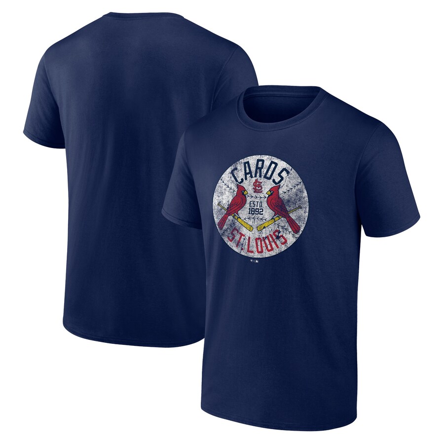 Men's St. Louis Cardinals Navy Hometown Collection Vintage Cards T-Shirt - Puhuasuan