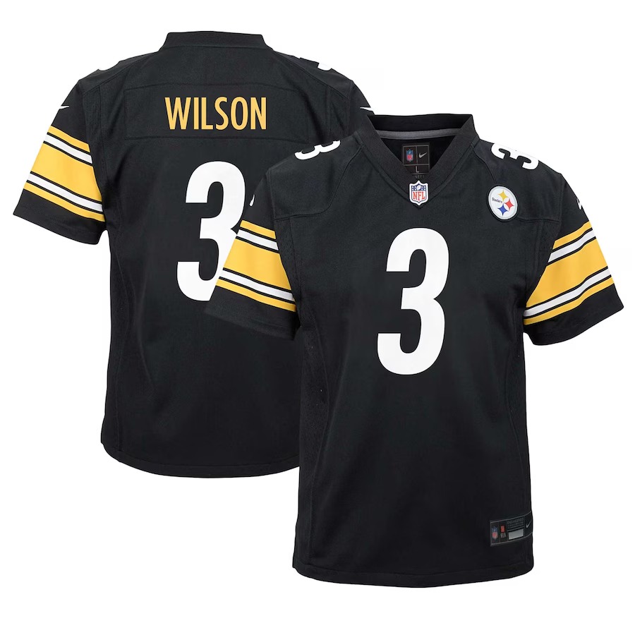 Youth Pittsburgh Steelers Russell Wilson Nike Black Team Player Game Jersey - Puhuasuan