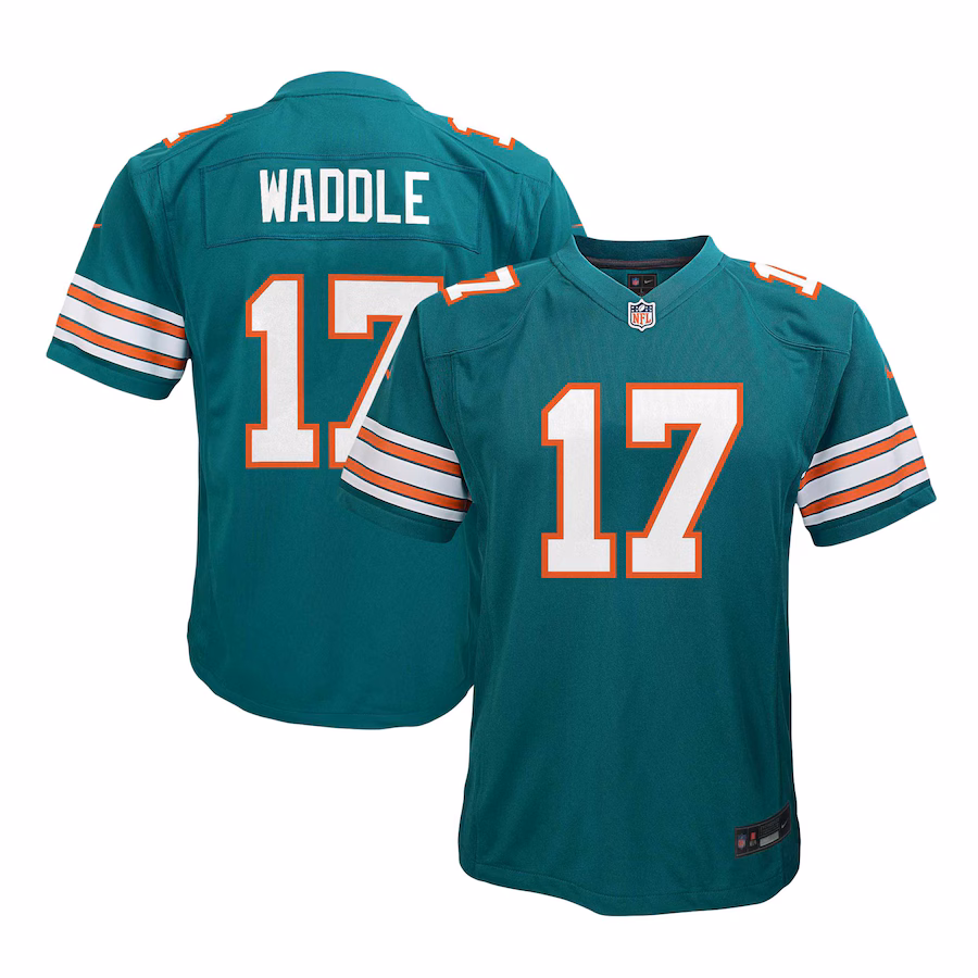 Youth Miami Dolphins Jaylen Waddle Nike Aqua Alternate Player Game Jersey - Puhuasuan