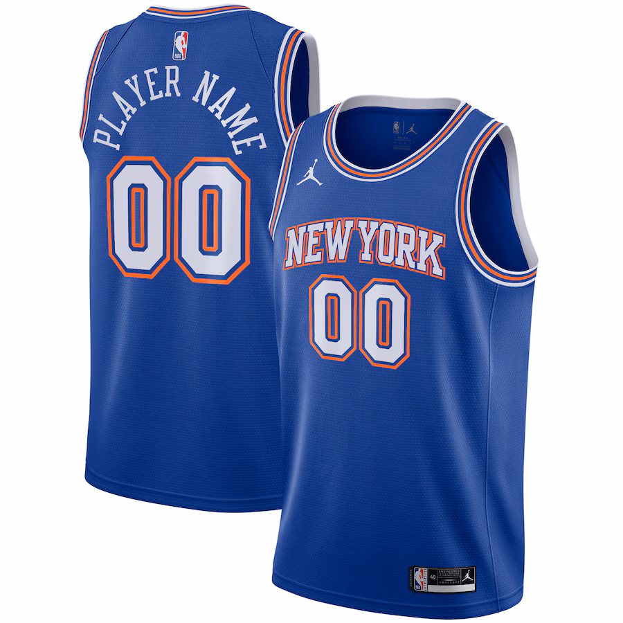 Men's New York Knicks Jordan Brand Blue Swingman Custom Jersey - Statement Edition - Puhuasuan