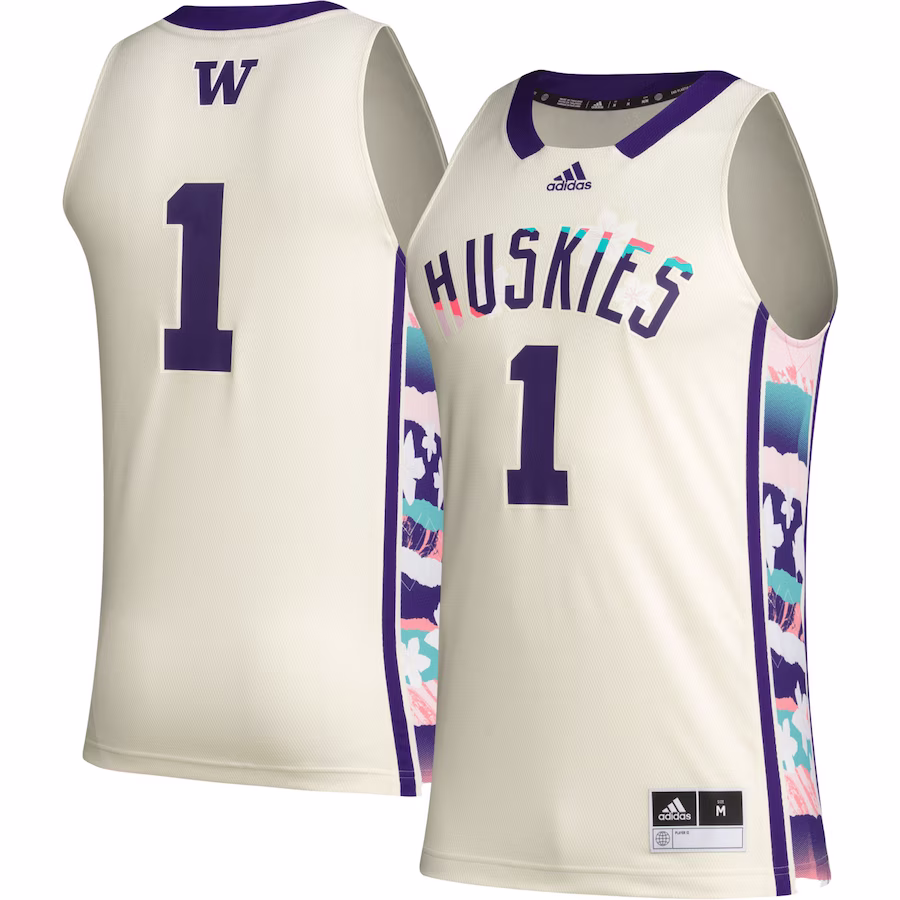#1 Washington Huskies adidas Honoring Black Excellence Basketball Jersey - Khaki - Puhuasuan