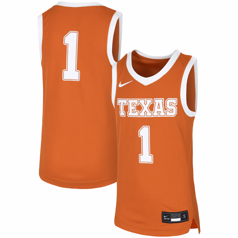 Youth Nike #1 Orange Texas Longhorns Replica Team Basketball Jersey - Puhuasuan
