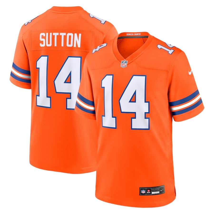 Men's Denver Broncos Courtland Sutton Nike Orange Mile High Collection 1977 Throwback Player Game Jersey - Puhuasuan