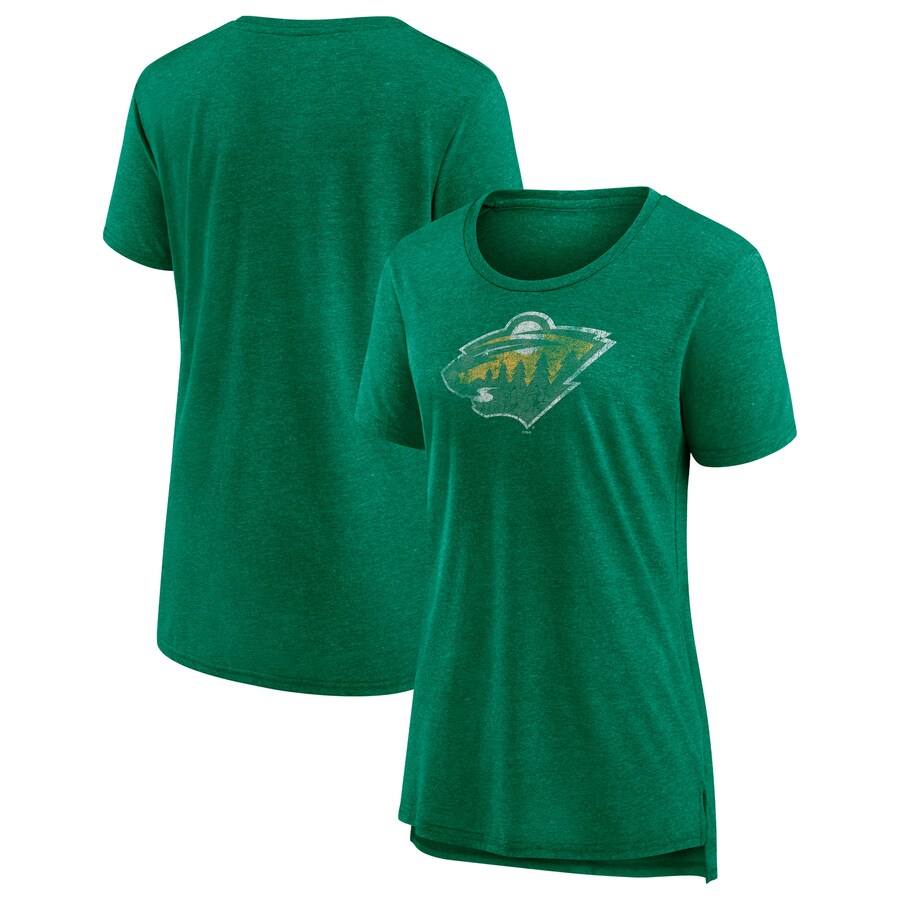 Women's Minnesota Wild Fanatics Heather Green Special Edition 2.0 Modern T-Shirt - Puhuasuan