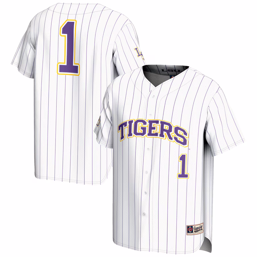 Youth GameDay Greats #1 White LSU Tigers Lightweight Baseball Jersey - Puhuasuan