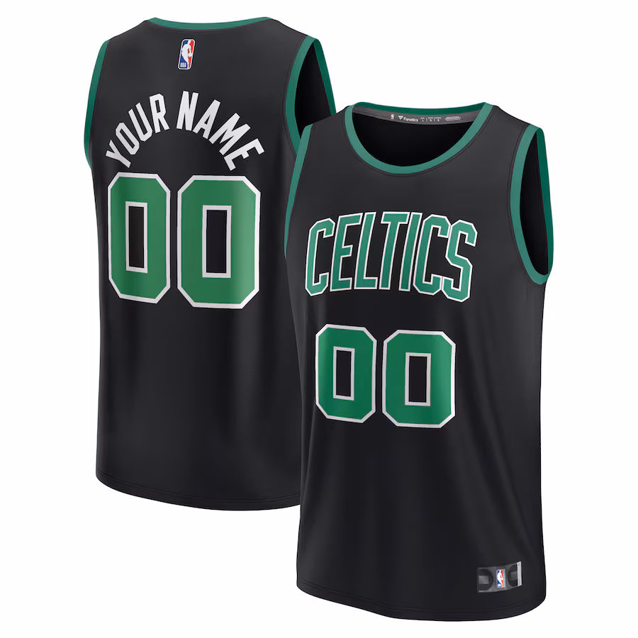 Men's Boston Celtics Fanatics Black Fast Break Replica Custom Jersey - Statement Edition - Puhuasuan