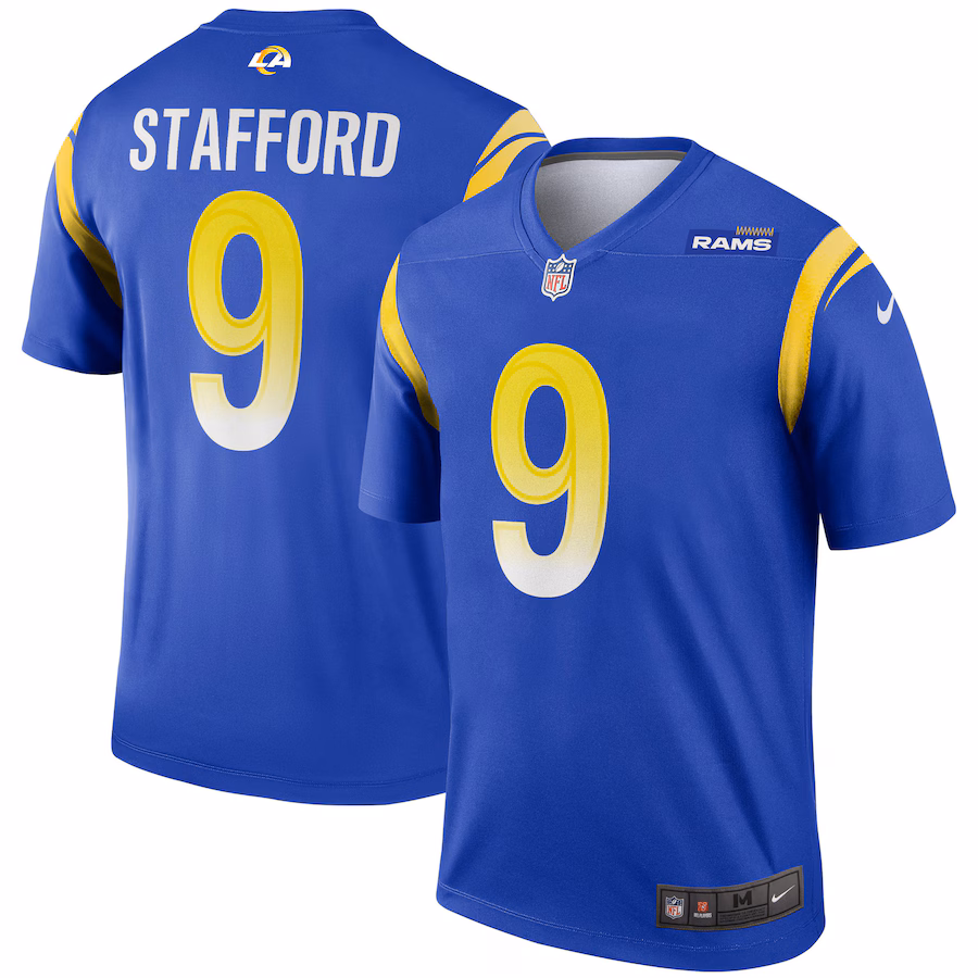 Men's Los Angeles Rams Matthew Stafford Nike Royal Team Legend Player Performance Top - Puhuasuan