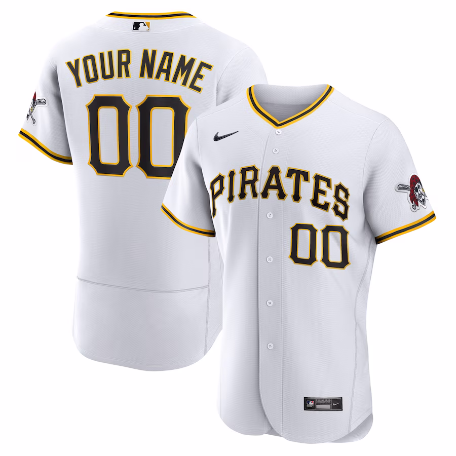 Men's Pittsburgh Pirates Nike White Home Authentic Custom Jersey - Puhuasuan