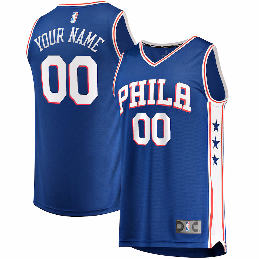 Men's Philadelphia 76ers Fanatics Royal Fast Break Custom Replica Jersey - Icon Edition - Puhuasuan