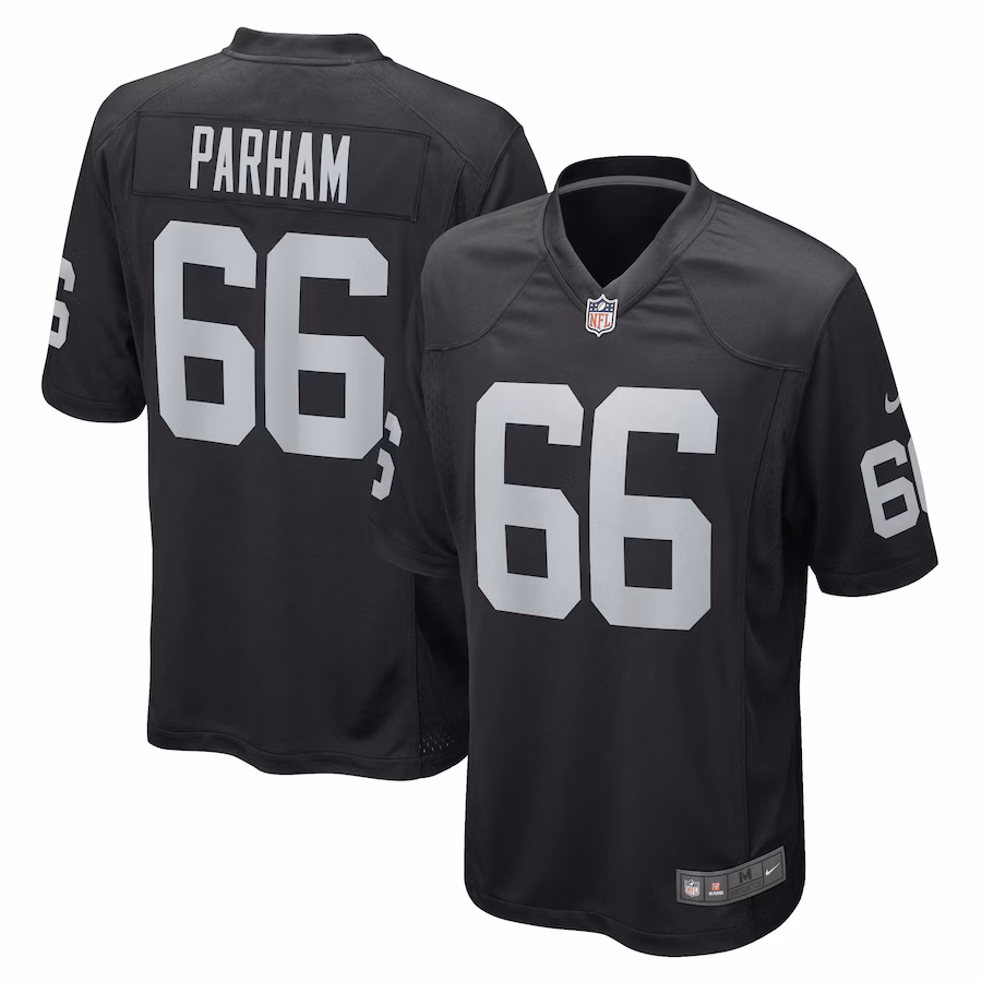 Men's Las Vegas Raiders Dylan Parham Nike Black Game Player Jersey - Puhuasuan