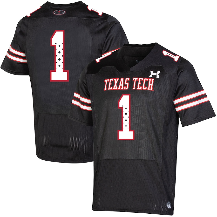 Men's Under Armour #1 Black Texas Tech Red Raiders Throwback Special Game Jersey - Puhuasuan