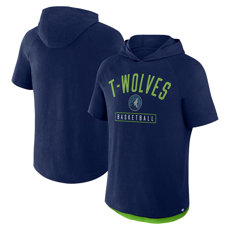 Men's Minnesota Timberwolves Fanatics Athletic Navy Pass Legend Hooded T-Shirt - Puhuasuan