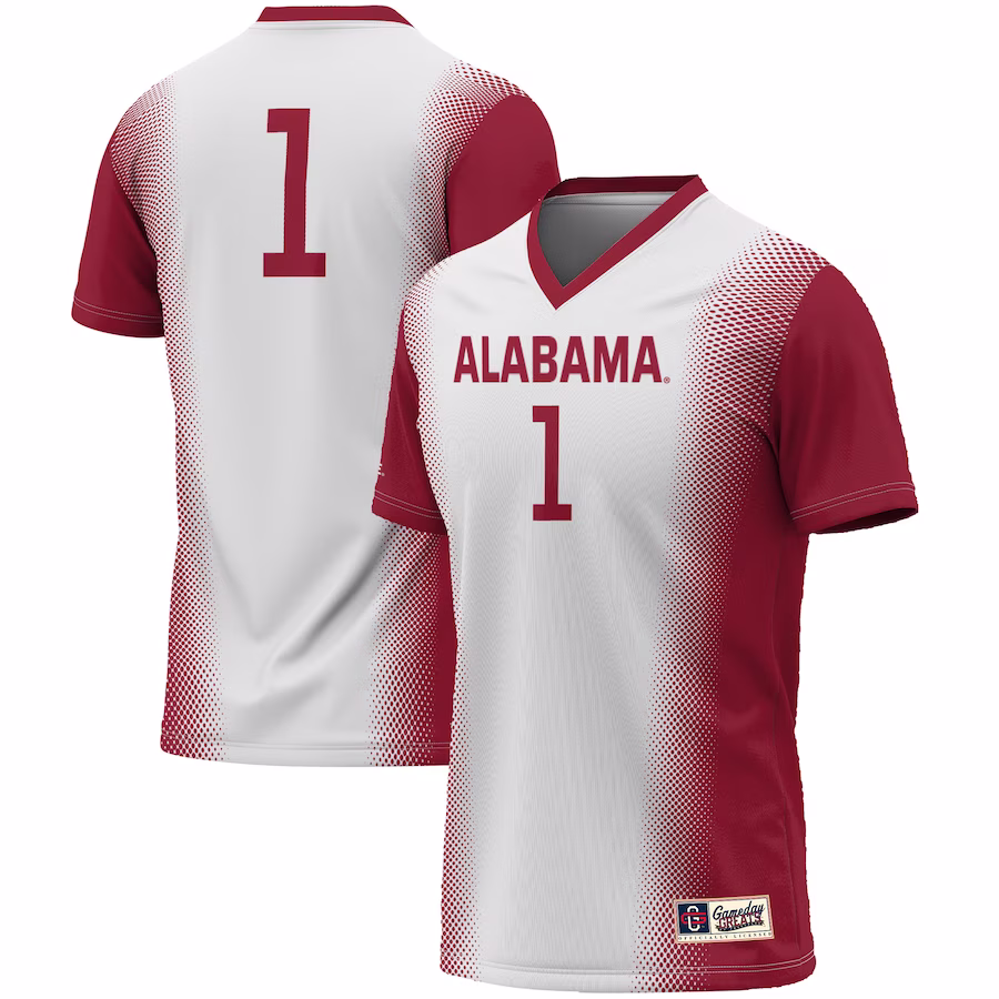 #1 Alabama Crimson Tide GameDay Greats Unisex  Lightweight Women's Soccer Jersey - White - Puhuasuan