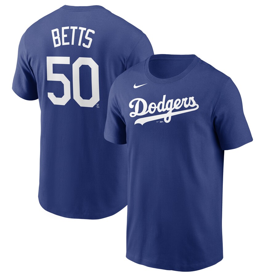 Men's Los Angeles Dodgers Mookie Betts Nike Royal Name & Number T-Shirt - Puhuasuan