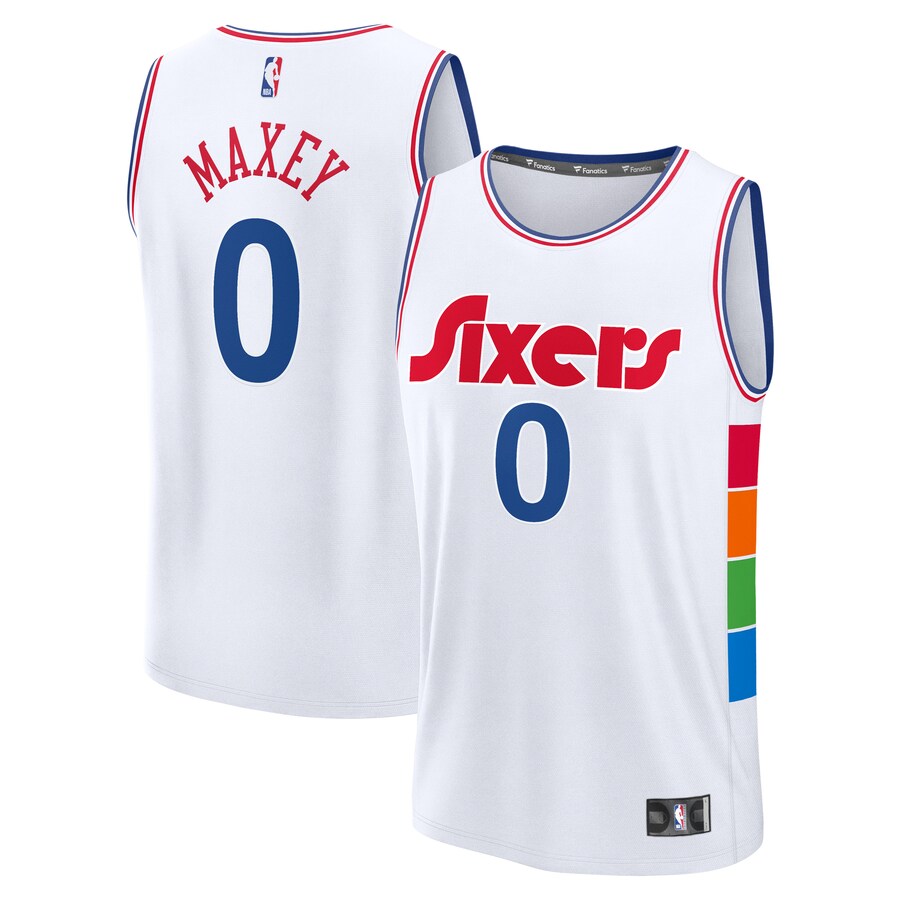 Men's Philadelphia 76ers Tyrese Maxey Fanatics White 2024/25 Fast Break Player Jersey - City Edition - Puhuasuan
