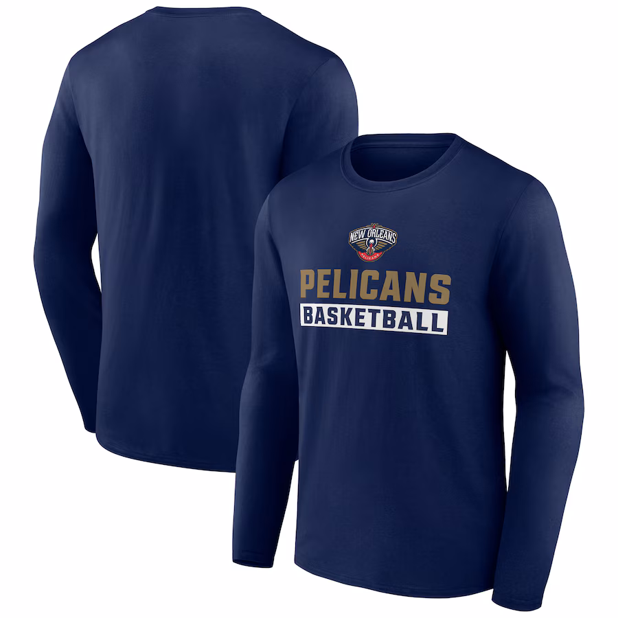 Men's New Orleans Pelicans Fanatics Navy Lets Go Long Sleeve T-Shirt - Puhuasuan