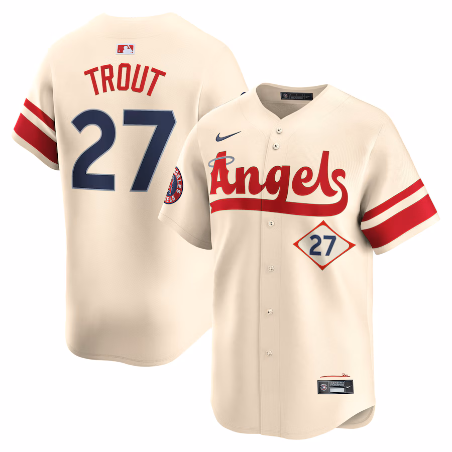 Men's Los Angeles Angels Mike Trout Nike Natural City Connect Limited Player Jersey - Puhuasuan