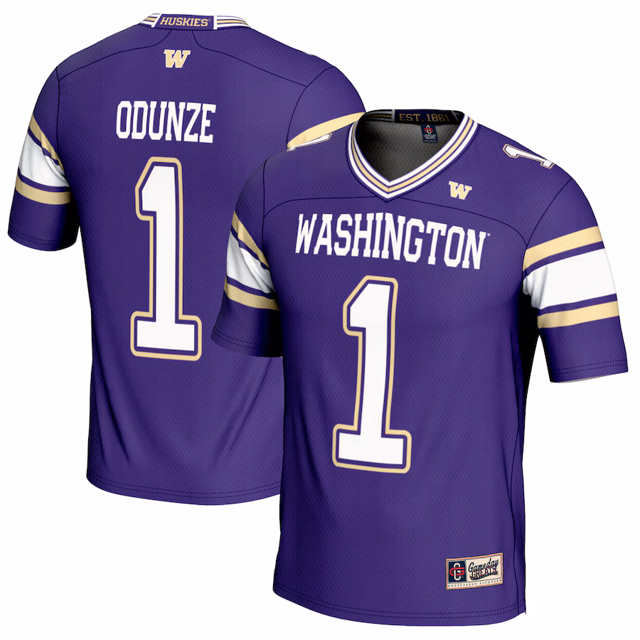Rome Odunze Washington Huskies GameDay Greats Youth NIL Player Football Jersey - Purple - Puhuasuan