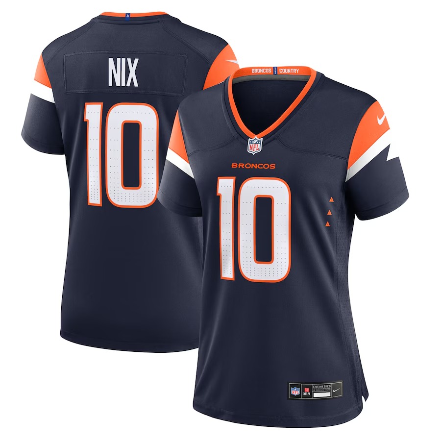Women's Denver Broncos Bo Nix Nike  Navy Alternate Game Jersey - Puhuasuan