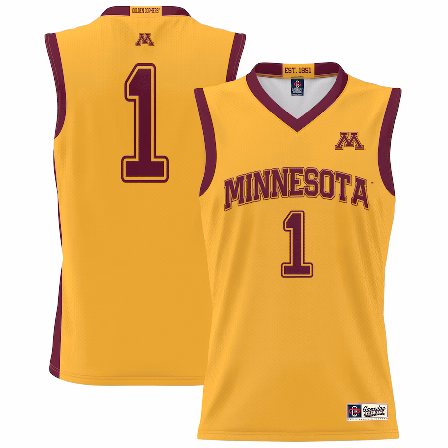 #1 Minnesota Golden Gophers GameDay Greats Unisex Lightweight Basketball Jersey - Gold - Puhuasuan
