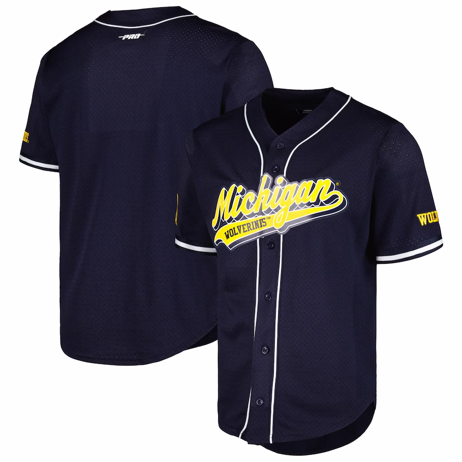 Michigan Wolverines Pro Standard Mesh Full-Button Replica Baseball Jersey - Navy - Puhuasuan