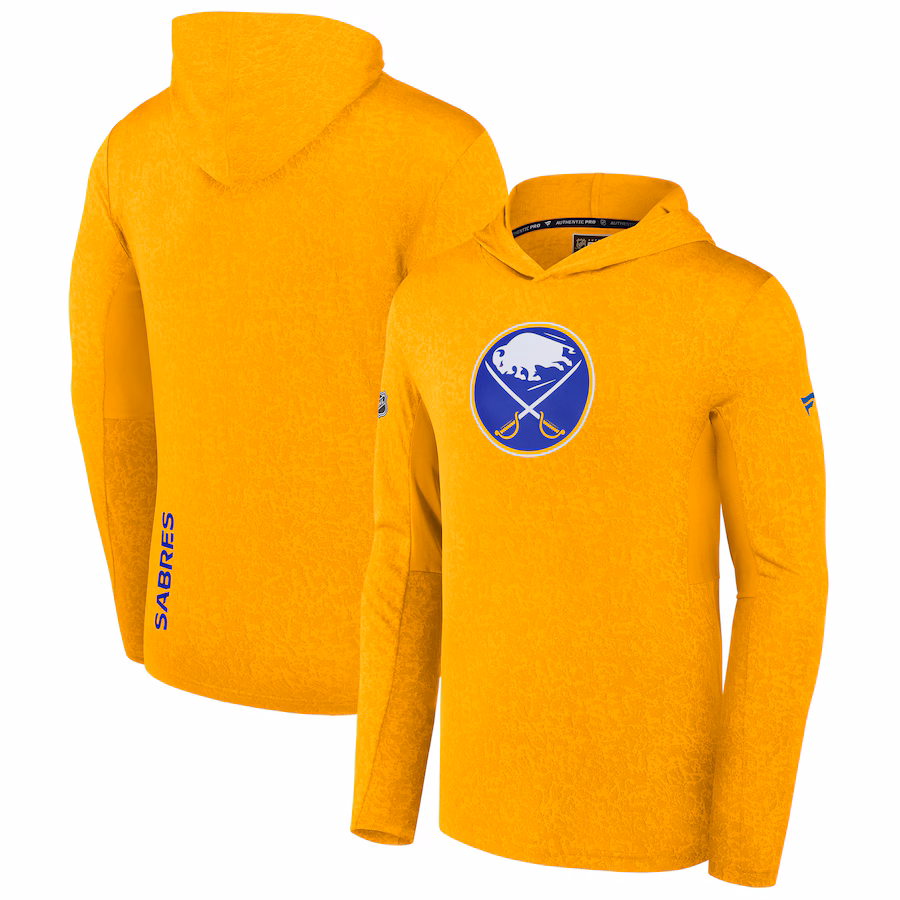 Men's Buffalo Sabres Fanatics Gold Authentic Pro Lightweight Pullover Hoodie - Puhuasuan