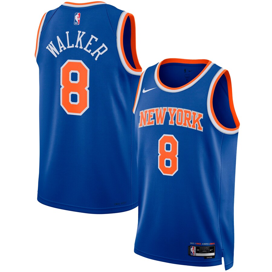 Unisex New York Knicks Kemba Walker Nike Blue Swingman Jersey - Icon Edition - Puhuasuan