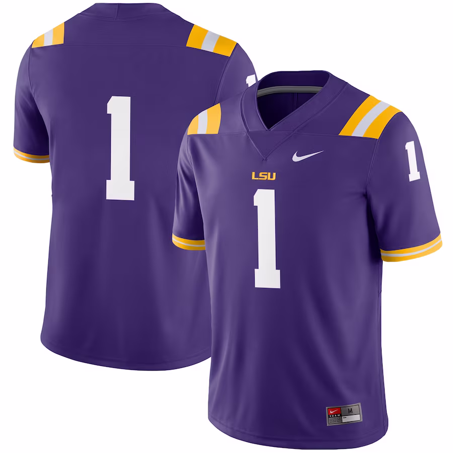 #1 LSU Tigers Nike Football Game Jersey - Purple - Puhuasuan