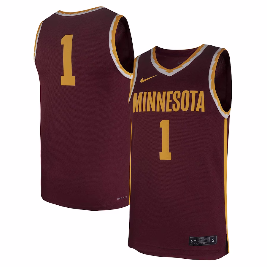 #1 Minnesota Golden Gophers Nike Team Replica Basketball Jersey - Maroon - Puhuasuan