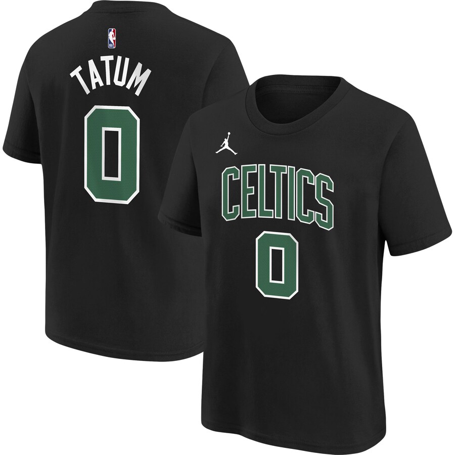 Youth Boston Celtics Jayson Tatum Jordan Brand Black Statement Edition Name & Number Player T-Shirt - Puhuasuan
