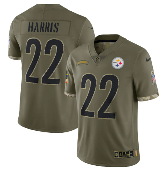 Men's Pittsburgh Steelers #22 Najee Harris 2022 Olive Salute To Service Limited Stitched Jersey - Puhuasuan