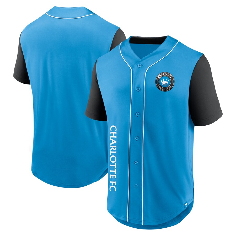 Men's Charlotte FC Fanatics Blue Balance Fashion Baseball Jersey - Puhuasuan