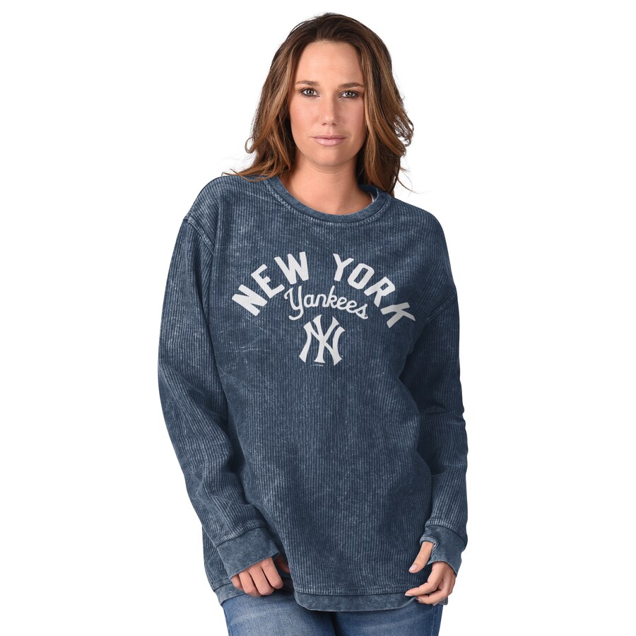 Women's New York Yankees G-III 4Her by Carl Banks Navy Comfy Cord Pullover Sweatshirt - Puhuasuan