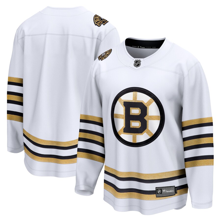 Men's Boston Bruins  Fanatics Branded White 100th Anniversary Premier Breakaway Jersey - Puhuasuan